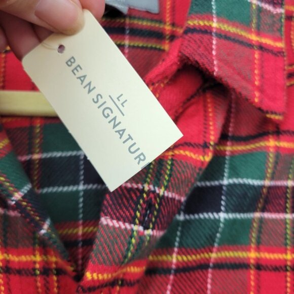LL Bean Signature Flannel Shirt Mens Small Red Plaid Slim Fit Organic Cotton - Picture 5 of 14